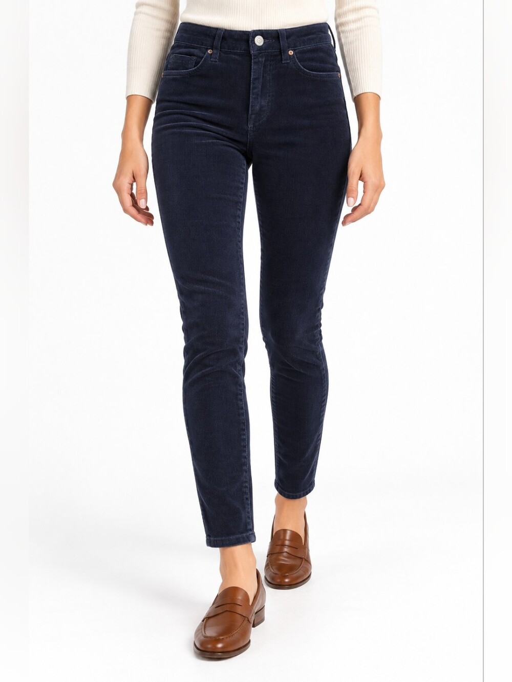 Pilcro High Rise Skinny Corduroy Pants Size 25 Navy Anthropologie comfy chic